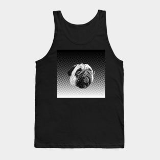 Cute Pug Dog Face in Black & White Tank Top